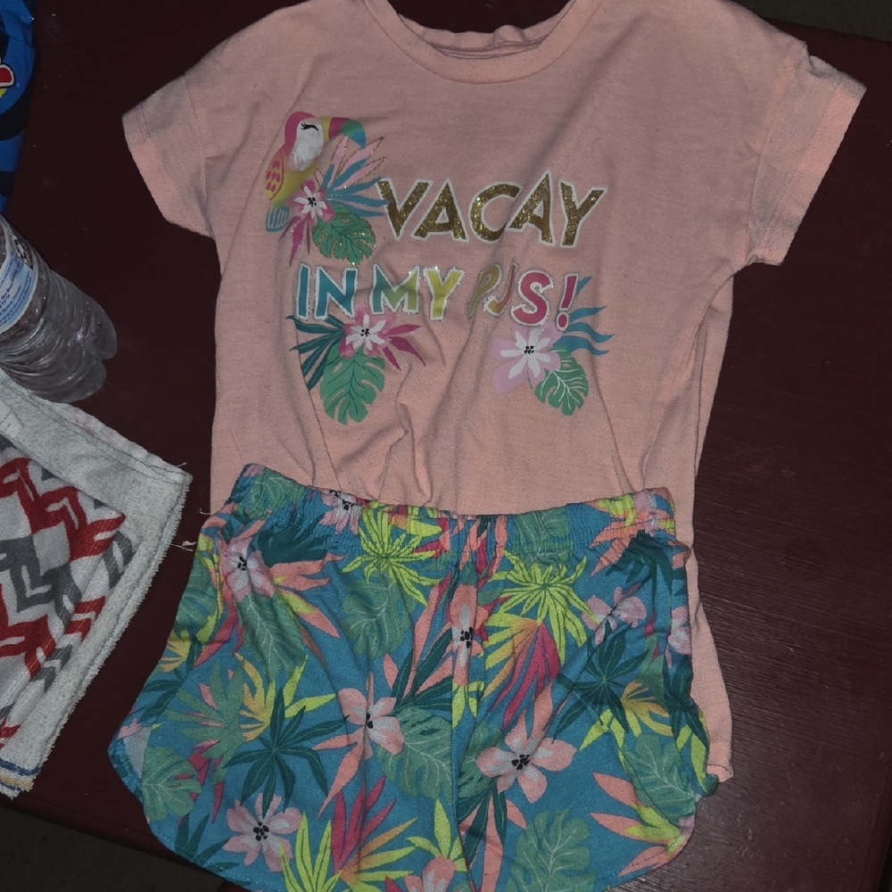 Wonder Nation Pink and Blue Tropical Pajama Set